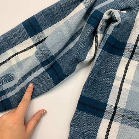 Wallin Bros Shirt Mens 2XL XXL Metal Blue Plaid Long Sleeve Cotton Button Up - Picture 8 of 12